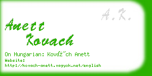 anett kovach business card